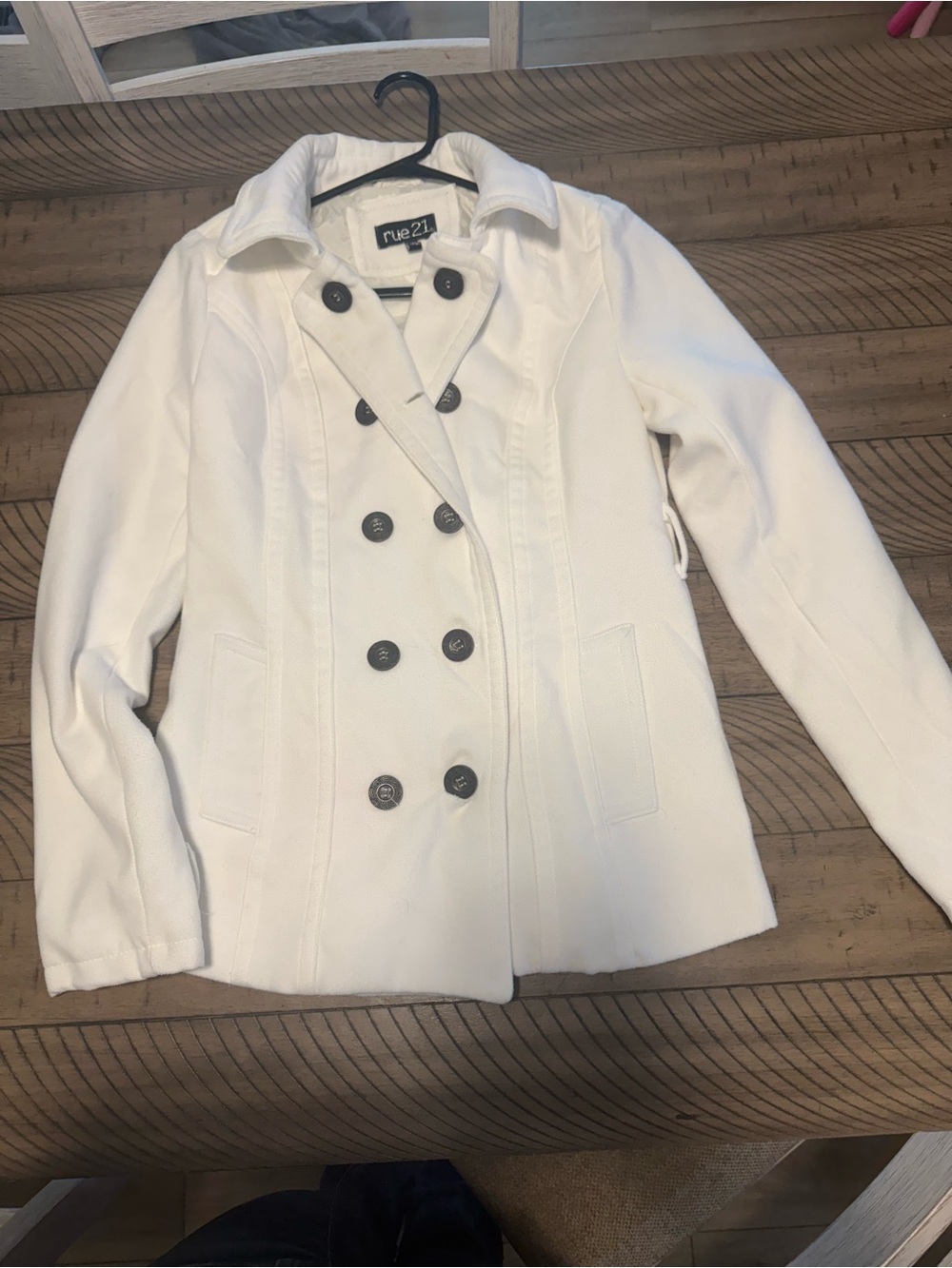 Rue21 Women's White Double-Breasted Peacoat